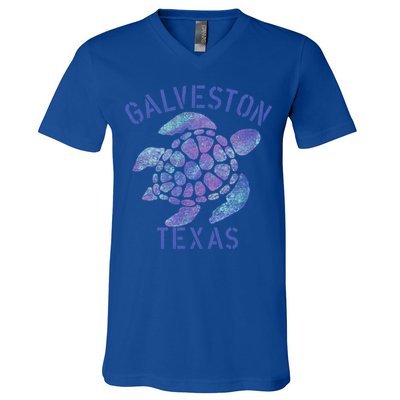 Galveston Tx Beach Design / Tribal Turtle Gift Cute Gift V-Neck T-Shirt