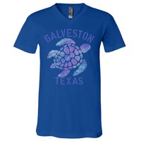 Galveston Tx Beach Design / Tribal Turtle Gift Cute Gift V-Neck T-Shirt