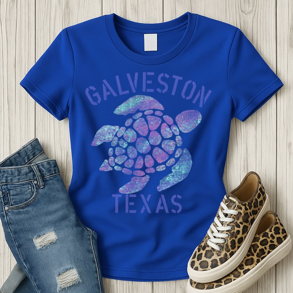 Galveston Tx Beach Design / Tribal Turtle Gift Cute Gift Womens T-Shirt