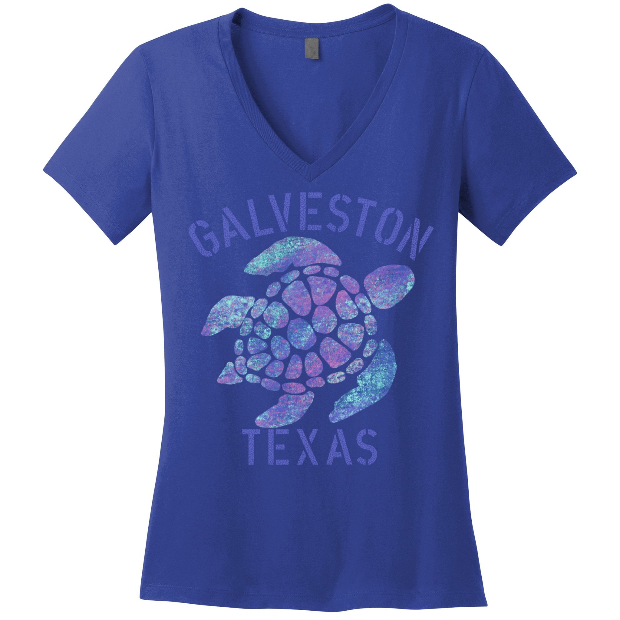 Galveston Tx Beach Design / Tribal Turtle Gift Cute Gift Women's V-Neck T-Shirt