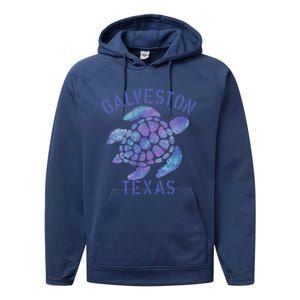 Galveston Tx Beach Design / Tribal Turtle Gift Cute Gift Performance Fleece Hoodie