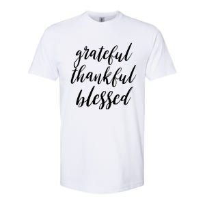 Grateful Thankful Blessed Inspirational Thanksgiving Vibe Gift Softstyle® CVC T-Shirt