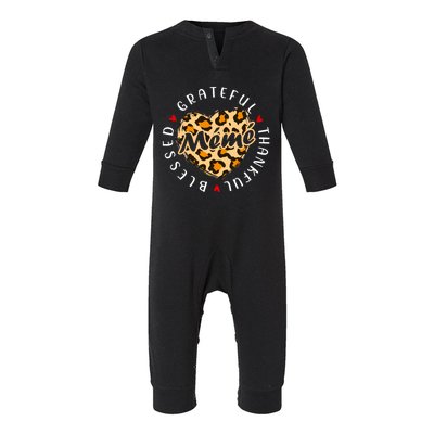 Grateful Thankful Blessed Meme Leopard Heart Love Grandma Gift Infant Fleece One Piece