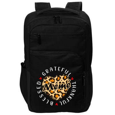 Grateful Thankful Blessed Meme Leopard Heart Love Grandma Gift Impact Tech Backpack
