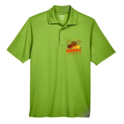 Grateful Thankful Blessed Leopard Pumpkin Funny Thanksgiving Men's Origin Performance Piqué Polo