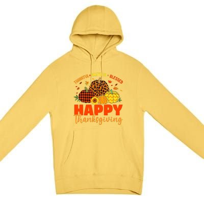 Grateful Thankful Blessed Leopard Pumpkin Funny Thanksgiving Premium Pullover Hoodie