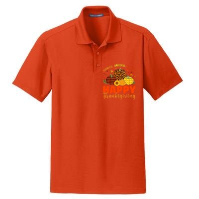 Grateful Thankful Blessed Leopard Pumpkin Funny Thanksgiving Dry Zone Grid Polo