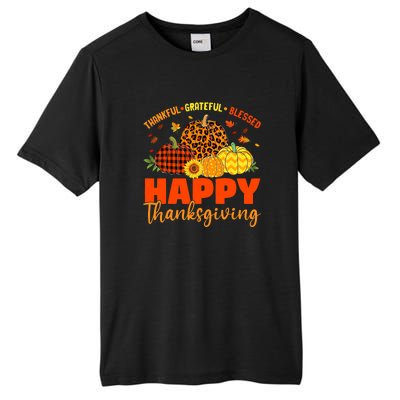 Grateful Thankful Blessed Leopard Pumpkin Funny Thanksgiving Tall Fusion ChromaSoft Performance T-Shirt