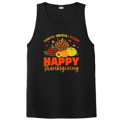 Grateful Thankful Blessed Leopard Pumpkin Funny Thanksgiving PosiCharge Competitor Tank