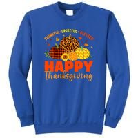 Grateful Thankful Blessed Leopard Pumpkin Funny Thanksgiving Sweatshirt