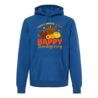 Grateful Thankful Blessed Leopard Pumpkin Funny Thanksgiving Premium Hoodie