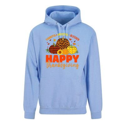 Grateful Thankful Blessed Leopard Pumpkin Funny Thanksgiving Unisex Surf Hoodie