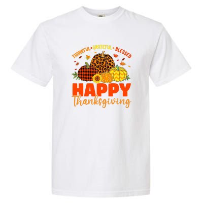 Grateful Thankful Blessed Leopard Pumpkin Funny Thanksgiving Garment-Dyed Heavyweight T-Shirt