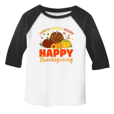 Grateful Thankful Blessed Leopard Pumpkin Funny Thanksgiving Toddler Fine Jersey T-Shirt