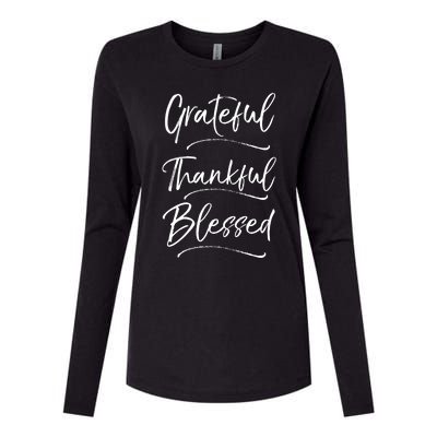 Grateful Thankful Blessed Cool Gift Cute Christian Sweats Womens Cotton Relaxed Long Sleeve T-Shirt