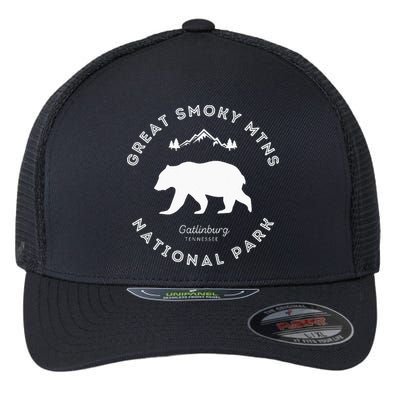 Gatlinburg TN Bear Retro Great Smoky Mountains National Park Flexfit Unipanel Trucker Cap