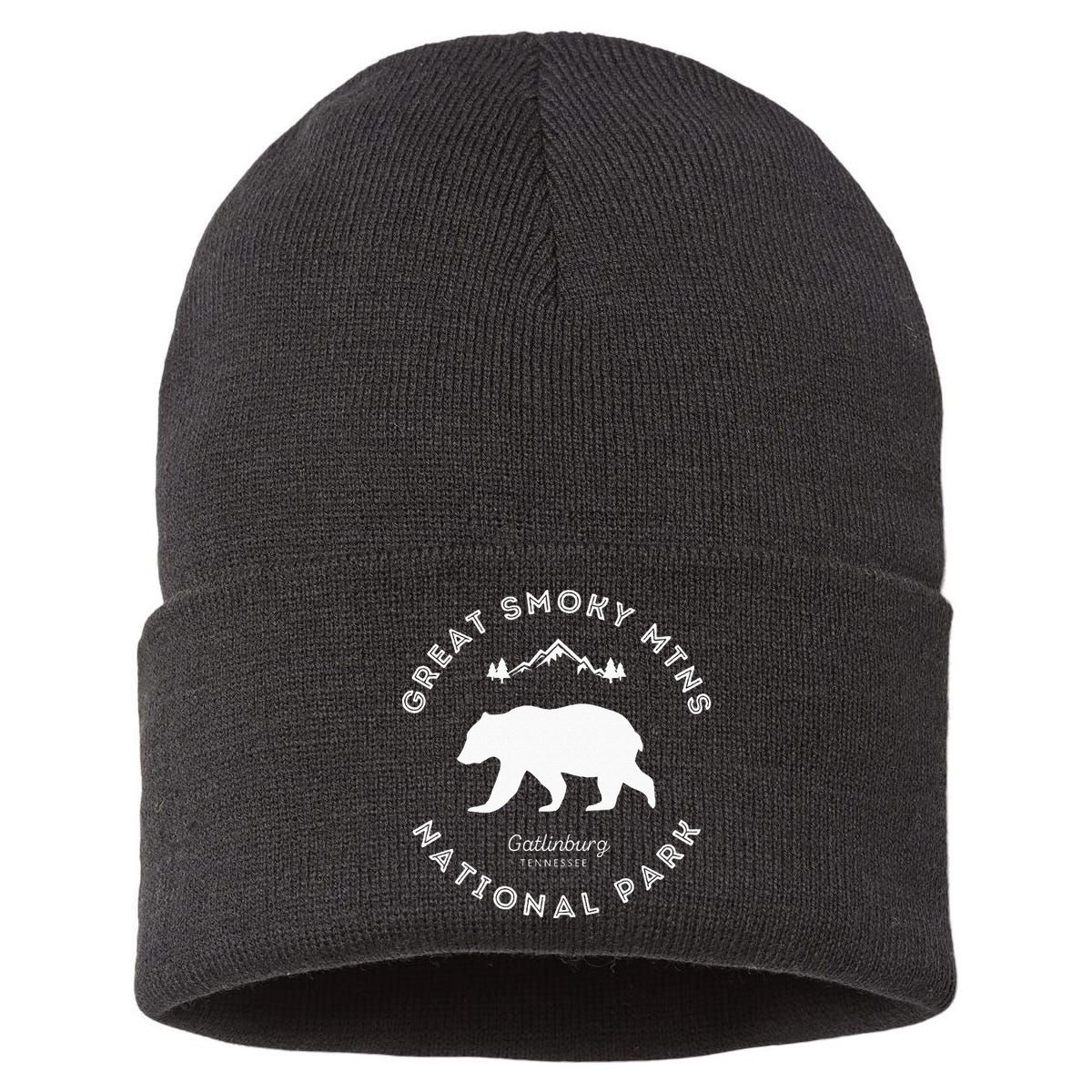Gatlinburg TN Bear Retro Great Smoky Mountains National Park Sustainable Knit Beanie