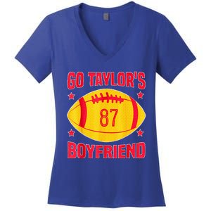 Go T.aylors Boyfriend Football Funny Go T.aylor's Boyfriend  Women's V-Neck T-Shirt