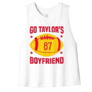 Go T.aylors Boyfriend Football Funny Go T.aylor's Boyfriend  Women's Racerback Cropped Tank