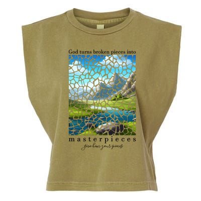 God Turn Broken Pieces Into Masterpieces Christian Bible Garment-Dyed Women's Muscle Tee