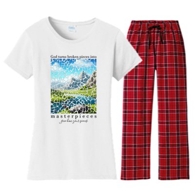 God Turn Broken Pieces Into Masterpieces Christian Bible Women's Flannel Pajama Set