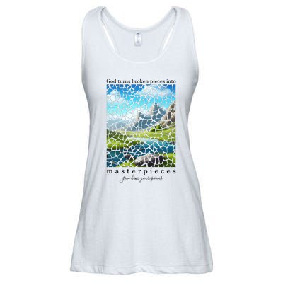 God Turn Broken Pieces Into Masterpieces Christian Bible Ladies Essential Flowy Tank