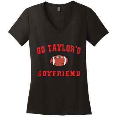G.o T.ay.lor's Boyfriend  Football L.overs T.aylor Name Women's V-Neck T-Shirt