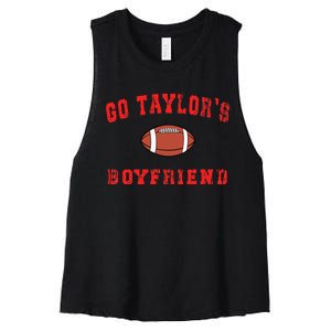 G.o T.aylor's B.oyfriend  Football Lovers Ta.ylor Name Women's Racerback Cropped Tank