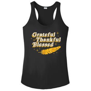 Grateful Thankful Blessed Feathers Fall Autumn Thanksgiving Ladies PosiCharge Competitor Racerback Tank