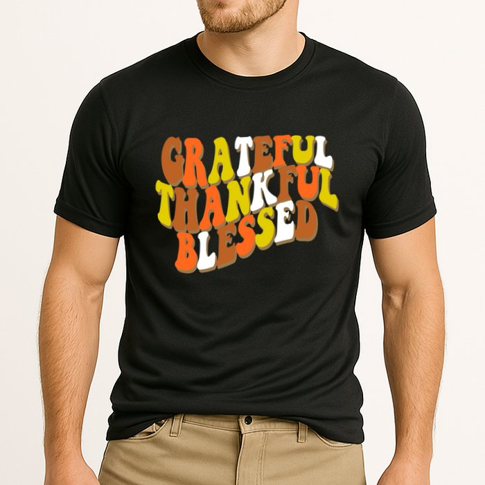 Grateful Thankful Blessed Retro Thanksgiving Cooling Performance Crew T-Shirt