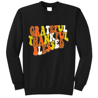 Grateful Thankful Blessed Retro Thanksgiving Sweatshirt