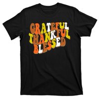 Grateful Thankful Blessed Retro Thanksgiving T-Shirt