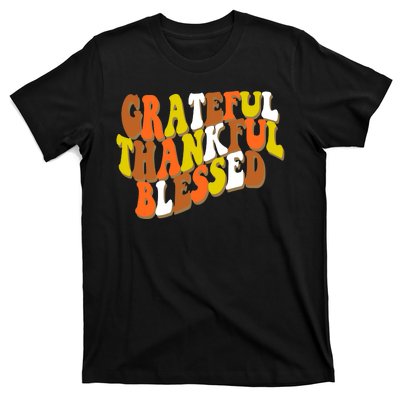 Grateful Thankful Blessed Retro Thanksgiving T-Shirt