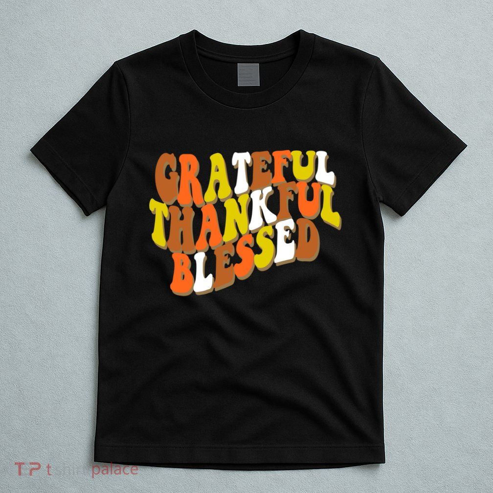Grateful Thankful Blessed Retro Thanksgiving T-Shirt