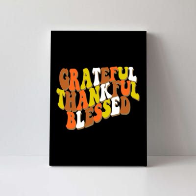 Grateful Thankful Blessed Retro Thanksgiving Canvas