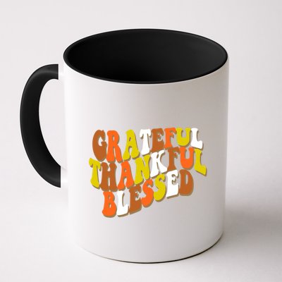 Grateful Thankful Blessed Retro Thanksgiving Mug