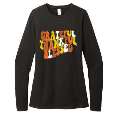 Grateful Thankful Blessed Retro Thanksgiving Womens CVC Long Sleeve Shirt