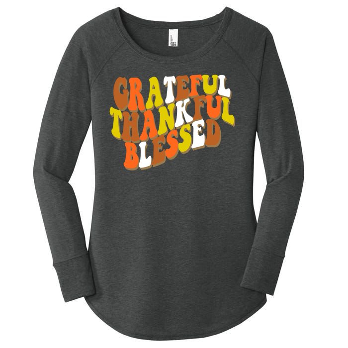 Grateful Thankful Blessed Retro Thanksgiving Women's Perfect Tri Tunic Long Sleeve Shirt