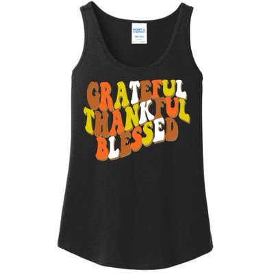 Grateful Thankful Blessed Retro Thanksgiving Ladies Essential Tank