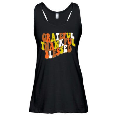 Grateful Thankful Blessed Retro Thanksgiving Ladies Essential Flowy Tank