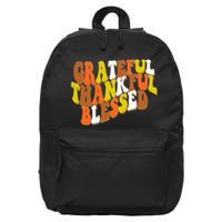 Grateful Thankful Blessed Retro Thanksgiving 16 in Basic Backpack