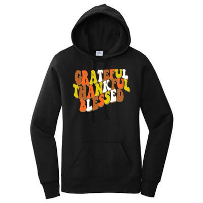 Grateful Thankful Blessed Retro Thanksgiving Women's Pullover Hoodie