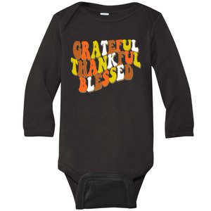 Grateful Thankful Blessed Retro Thanksgiving Baby Long Sleeve Bodysuit