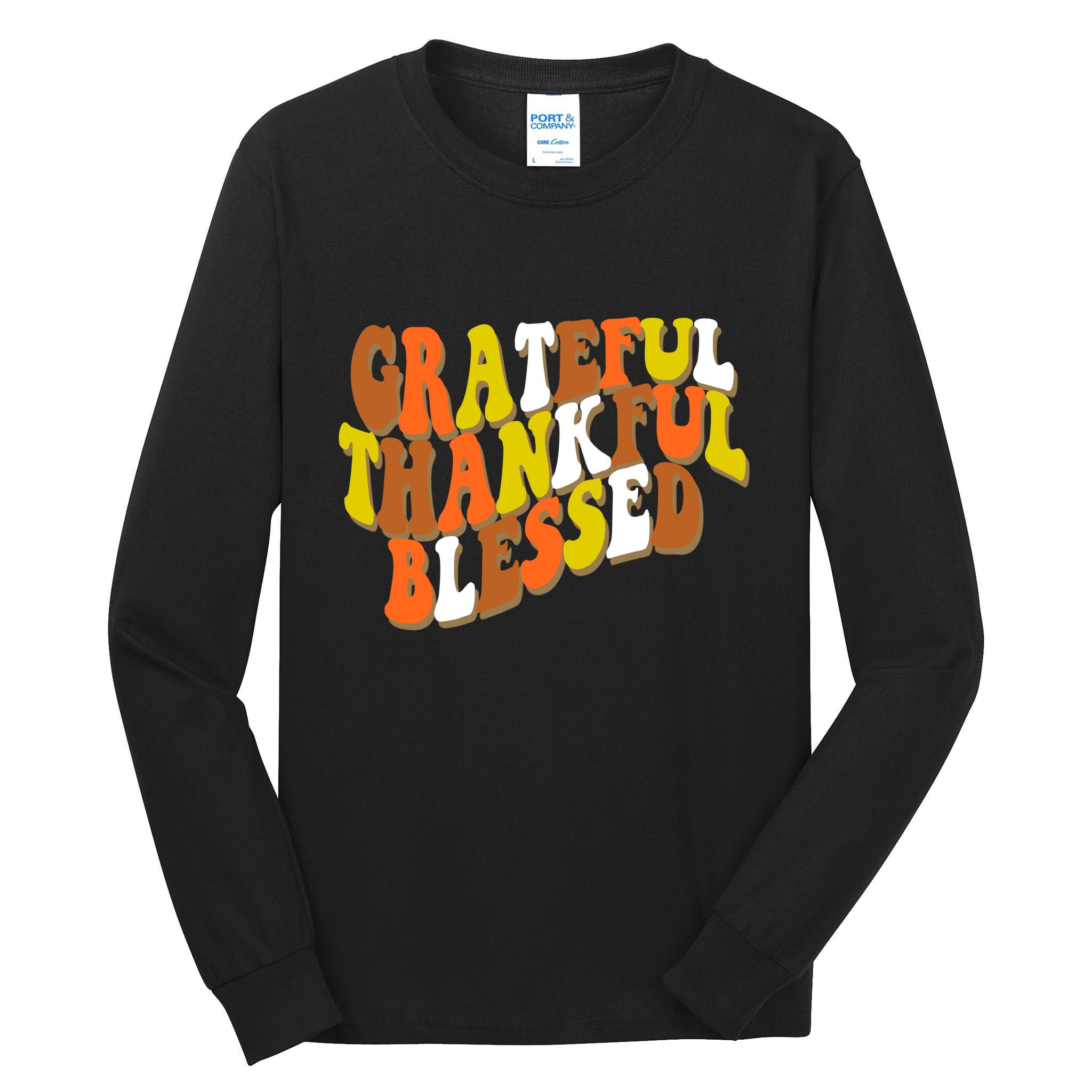 Grateful Thankful Blessed Retro Thanksgiving Tall Long Sleeve T-Shirt