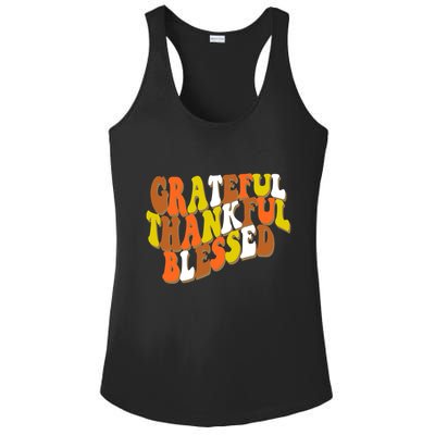 Grateful Thankful Blessed Retro Thanksgiving Ladies PosiCharge Competitor Racerback Tank