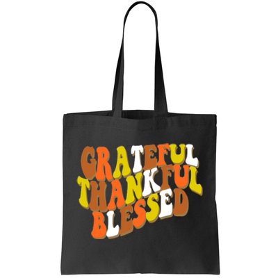 Grateful Thankful Blessed Retro Thanksgiving Tote Bag