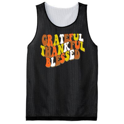 Grateful Thankful Blessed Retro Thanksgiving Mesh Reversible Basketball Jersey Tank