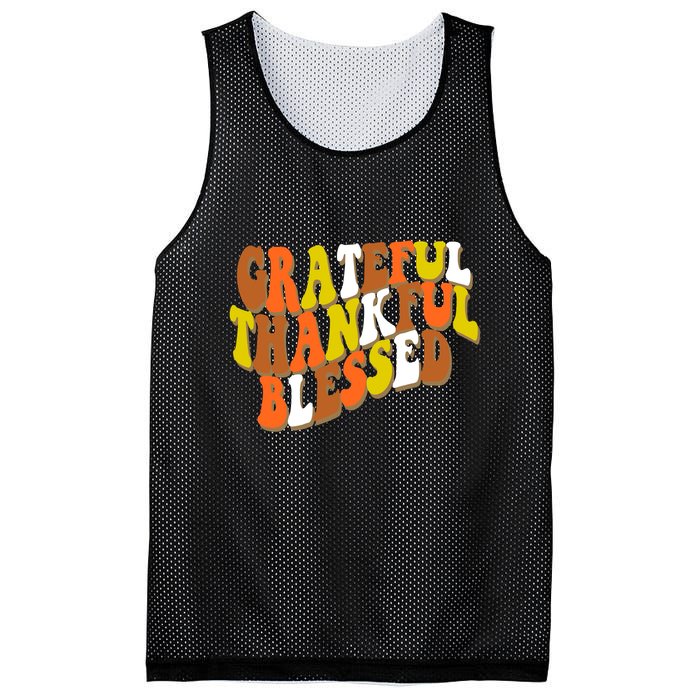 Grateful Thankful Blessed Retro Thanksgiving Mesh Reversible Basketball Jersey Tank