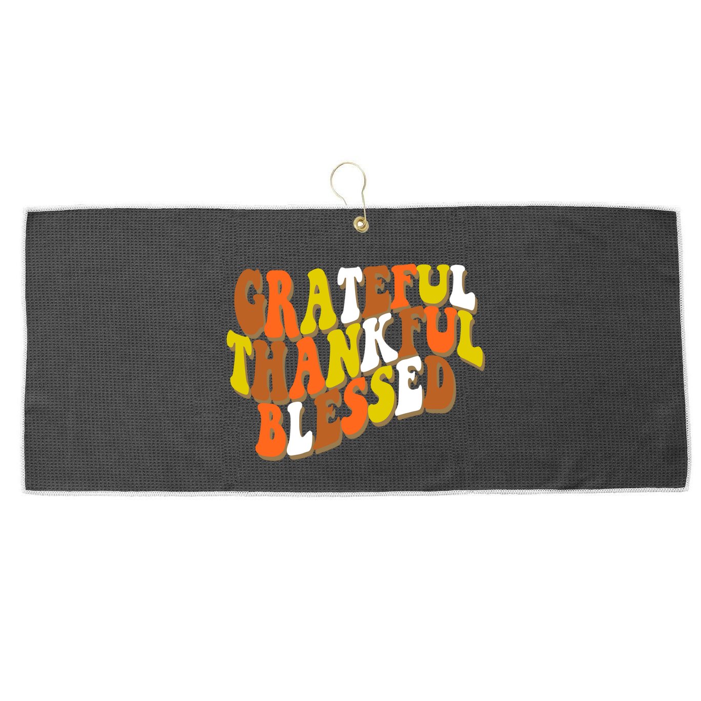 Grateful Thankful Blessed Retro Thanksgiving Large Microfiber Waffle Golf Towel