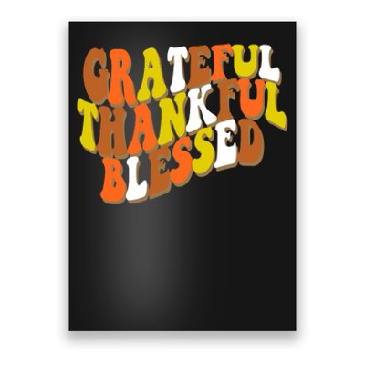 Grateful Thankful Blessed Retro Thanksgiving Poster